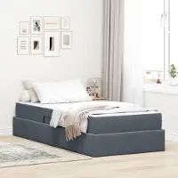 Prolenta Maison Exclusive - Lit coffre avec matelas, gris foncé, 90 x 190 cm, velours