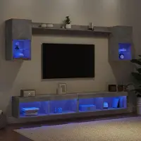 Prolenta Maison Exclusive - Ensemble mural 6 pièces avec éclairage LED, gris béton, aggloméré