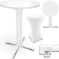 Tillvex Gastro Table haute pliante Ø60cm blanc | Table de bistrot FERMEE | Table pliante ronde - table de fête résistante aux intempéries | Table de jardin Indoor & Outdoor