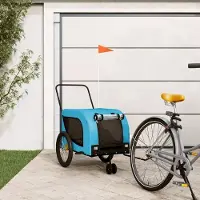 Prolenta Maison Exclusive - Remorque pour vélo, pour chiens, bleu et noir. Tissu Oxford et fer