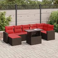 Prolenta Maison Exclusive - Ensemble de salon de jardin 8 pièces avec coussins, polyrotin brun et acacia