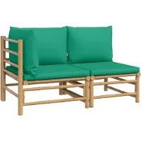 Syfax Salon de jardin 2 pcs avec coussins vert bambou