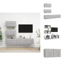 vidaXL Ensemble de meubles TV 4 pièces gris béton Matériau dérivé du bois - Meubles TV