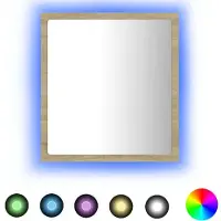 Syfax Miroir LED de salle de bain Chêne sonoma 40x8,5x37 cm Acrylique
