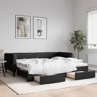 Prolenta Maison Exclusive - Canapé-lit convertible avec tiroirs, noir, 90 x 190 cm, tissu