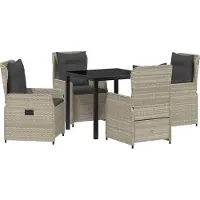 Syfax Ensemble de salle à manger pour jardin 5 pcs Gris clair