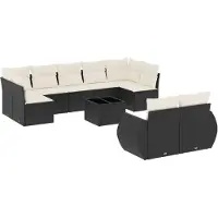 Sonstiges Salon de jardin 10 pcs avec coussins noir résine tressée