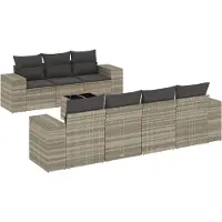 Syfax Salon de jardin 8 pcs avec coussins gris clair résine tressée