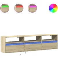 Syfax Meuble TV mural avec LED chêne sonoma 180x31x45 cm