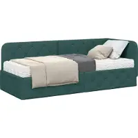 Syfax Cadre de lit d'angle Vert foncé 80 x 200 cm tissu