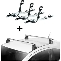 VDP 3x Fast Rider Alu porte-vélos + barres de toit EVO ALU compatibles avec pour Mazda 2 (DE) 3-5 portes 2007-2015