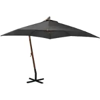 Syfax Parasol de jardin suspendu avec mât Anthracite bois de sapin