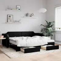 Prolenta Maison Exclusive - Canapé-lit convertible avec tiroirs, noir, 100 x 200 cm, tissu