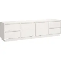 Syfax Meuble TV Blanc 176x37x47,5 cm Bois de pin massif