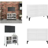 vidaXL Armoire TV avec pieds métalliques Blanc 69,5x30x50cm - Armoire TV - Armoires TV - Sideboard