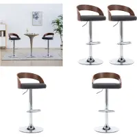 vidaXL Tabouret de bar 2 pcs. Gris foncé Tissu et bois courbé - Chaise de Bar - Chaise de Bar - Chaise