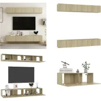 vidaXL Armoires TV 4 pièces Chêne Sonoma 100x30x30 cm Bois composite - Armoire TV - Armoires TV - Armoire Hi-Fi - Armoires Hi-Fi