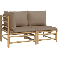 Syfax Salon de jardin 2 pcs avec coussins taupe bambou