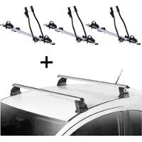 VDP 3x porte-vélos SAGITTAR + barres de toit EVO ALU compatibles avec Peugeot 308 3-5 portes 2007-2013