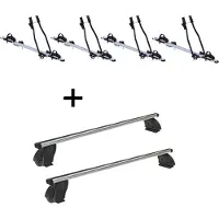 VDP 4x porte-vélos SAGITTAR + barres de toit K1 PRO aluminium compatibles avec Fiat Multipla I (5 portes) 98-03