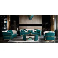 AEA Canapé 3-2-1, revêtement turquoise, cuir, canapé en cuir, design moderne, meubles de luxe, canapé