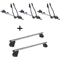 VDP 3x porte-vélos SAGITTAR + barres de toit K1 PRO aluminium compatibles avec VW Multivan (T5) 09-15