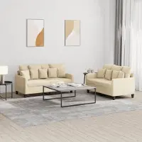 Prolenta Maison Exclusive - Ensemble de canapés 2 pièces avec coussins, tissu crème