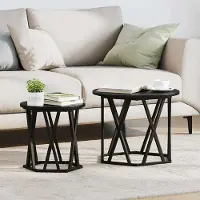 vidaXL Style élégant Table d'appoint 2 pcs Chêne noir 50 x 50 x 40 cm - Tables basses Hommie7502212 1parcel