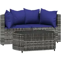 Syfax Salon de jardin 3 pcs avec coussins Gris Résine tressée