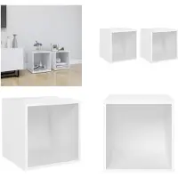vidaXL Armoires TV 2 pcs. Blanc 37x35x37 cm Bois composite - Armoire TV - Meubles TV - Armoire TV