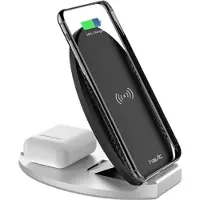 Havit W3005 Chargeur 2en1 Chargeur sans fil 10W Station de recharge pour téléphone portable Noir