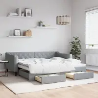 Prolenta Maison Exclusive - Canapé-lit convertible avec tiroirs, gris clair, 90 x 190 cm, tissu