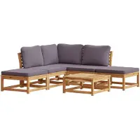 Syfax Salon de jardin 6 pcs avec coussins bois d'acacia solide