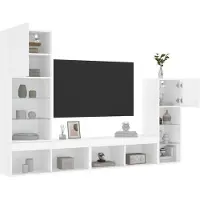 Prolenta Maison Exclusive - Unités murales TV avec LED 4 pcs blanc bois d'ingénierie