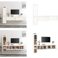 vidaXL Armoires TV 4 pcs. Blanc Pin massif - Armoire TV - Armoires TV - Armoire TV en bois - Meuble TV