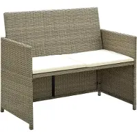 Syfax Canapé de jardin à 2 places avec coussins Beige Résine tressée