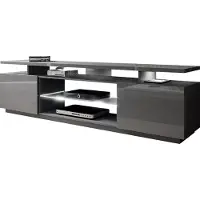 Mirjan 24 Meuble TV avec éclairage LED blanc SALTA – graphite / graphite brillant