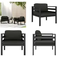 vidaXL Canapé individuel 2 pcs. avec coussin Aluminium Anthracite - Canapé individuel - Canapés individuels - Fauteuils - Fauteuils de canapé