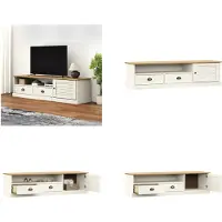 vidaXL Armoire TV VIGO Blanc 156x40x40 cm Pin massif - Armoire TV - Meubles TV - Meubles TV