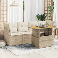 Prolenta Maison Exclusive - Ensemble canapé de jardin 5 pièces avec coussins, polyrotin beige