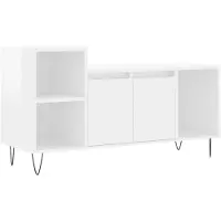 Syfax Meuble TV Blanc brillant 100x35x55 cm Bois d'ingénierie