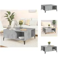vidaXL Table basse gris béton 80x80x36,5 cm Bois composite - Tables basses