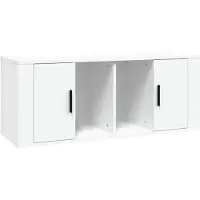 Syfax Meuble TV Blanc 100x35x40 cm Bois d'ingénierie