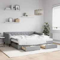 Prolenta Maison Exclusive - Canapé-lit convertible avec tiroirs, gris clair, 90 x 190 cm, tissu