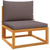 Syfax Canapé de jardin sans accoudoirs avec coussins en bois d'acacia et corde
