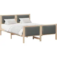 Syfax Cadre de lit avec tête de lit Gris foncé 135 x 190 cm tissu