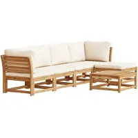 Syfax Salon de jardin 6 pcs avec coussins bois d'acacia solide
