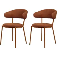 Rebecca Mobili Chaises Frenj 80,5x47,5x57,5 Tissu polyester Acier Orange Moderne SET 2 pièces