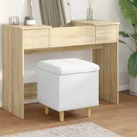 Prolenta Pouf exclusif avec rangement, blanc, 40 x 40 x 45 cm, revêtement en similicuir