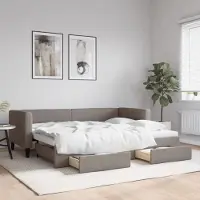 Prolenta Maison Exclusive - Canapé-lit convertible avec tiroirs, taupe, 80 x 200 cm, tissu
